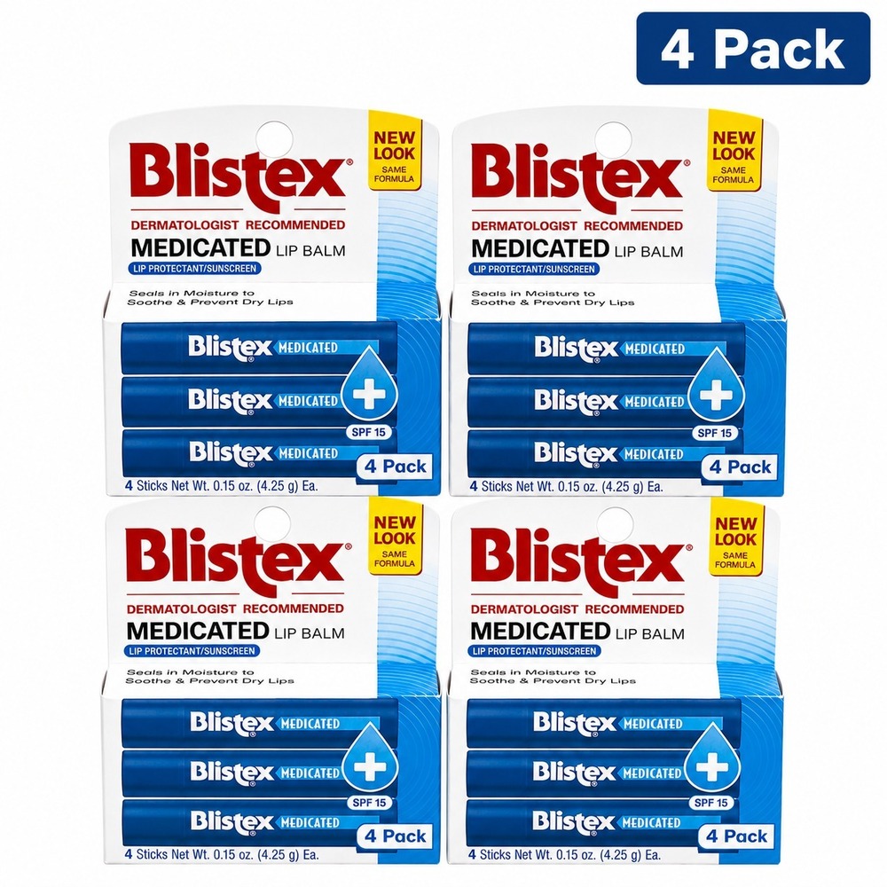 (Lot of 4) Blistex Medicated Lip Balm, 0.15 Ounce, 3-pack Prevent Dryness 10/28